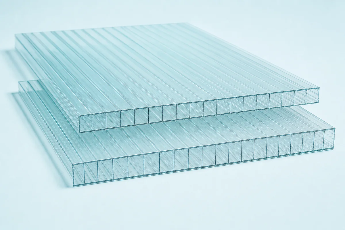 Lembaran polycarbonate multiwall TwinLite Gen 2.0 transparan dengan rongga internal